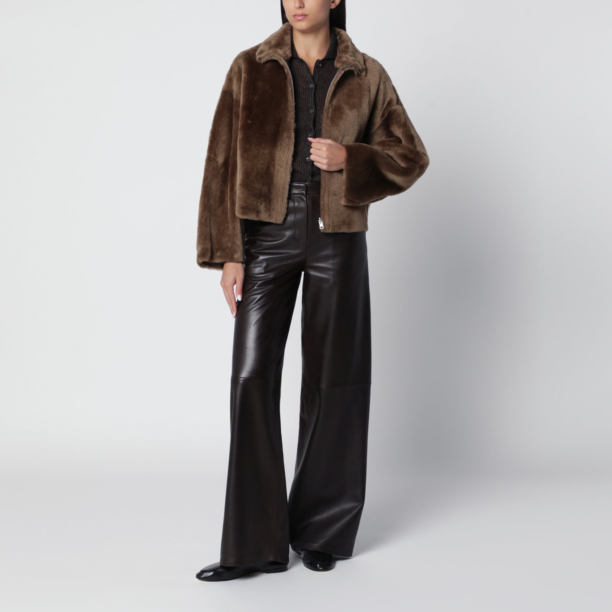 Veste zippée réversible Indy marron