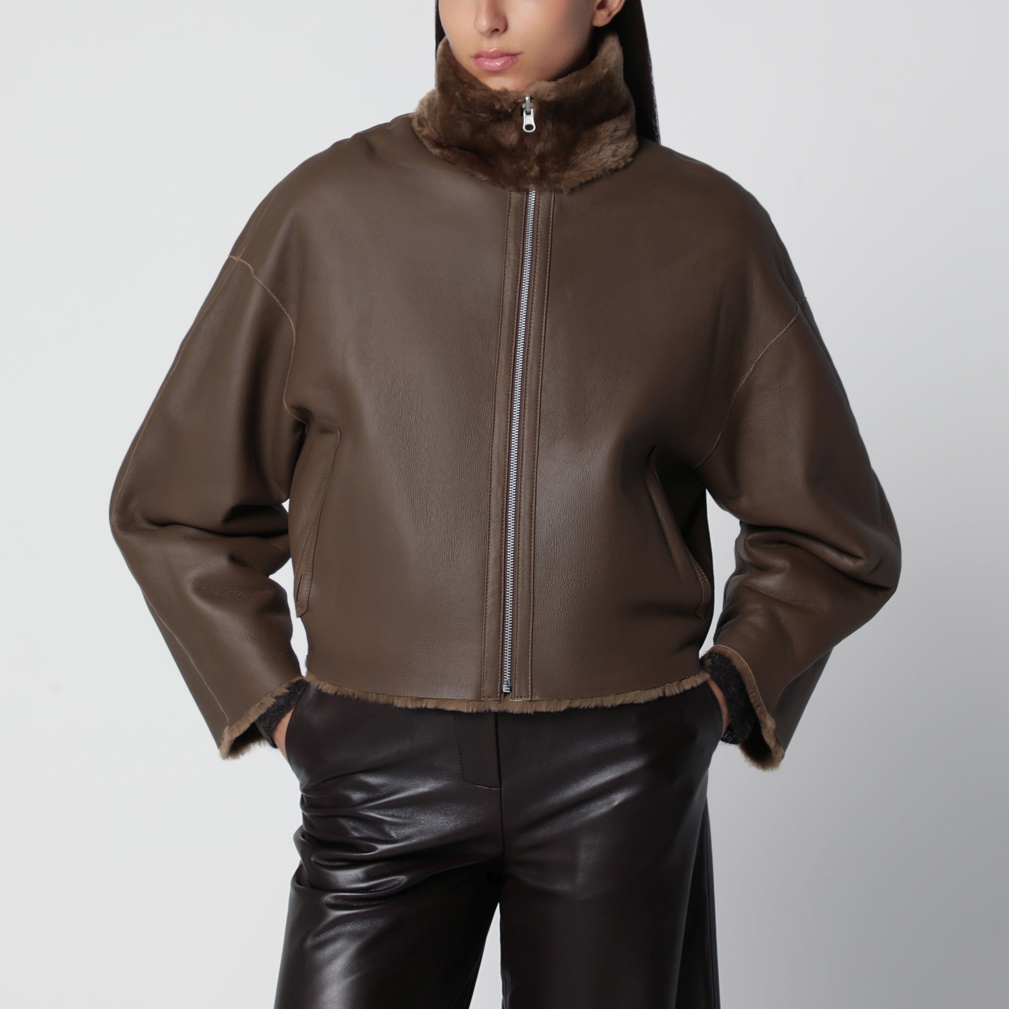 Veste zippée réversible Indy marron