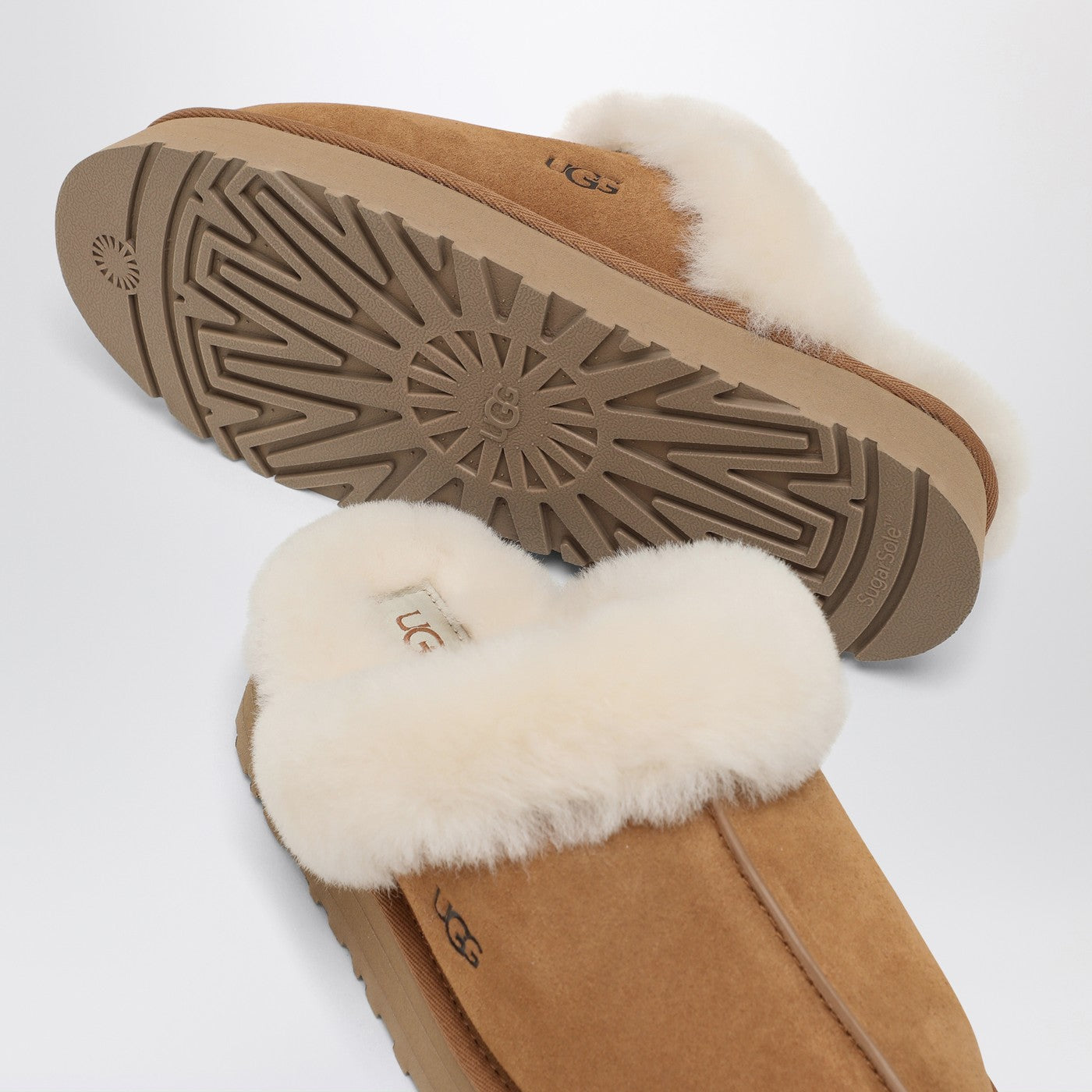 Disquette slippers in chestnut