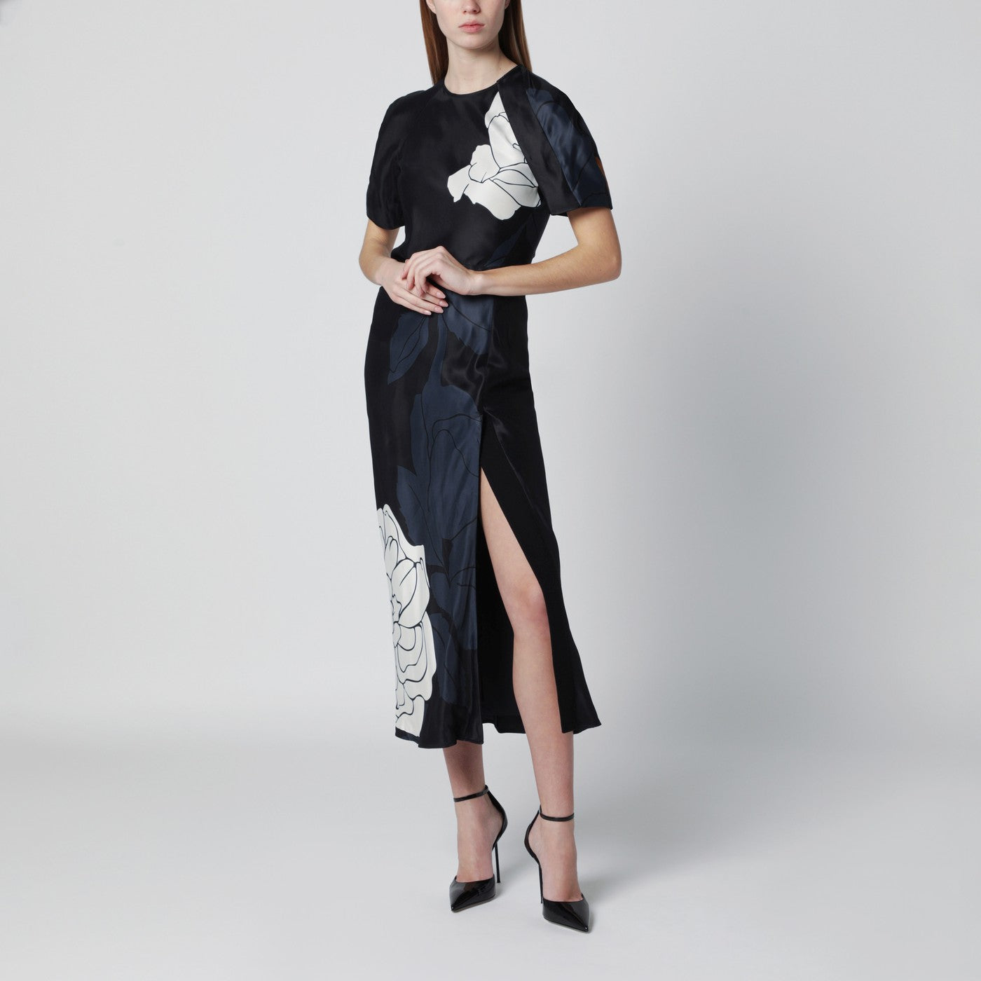 Robe midi Eve en satin floral