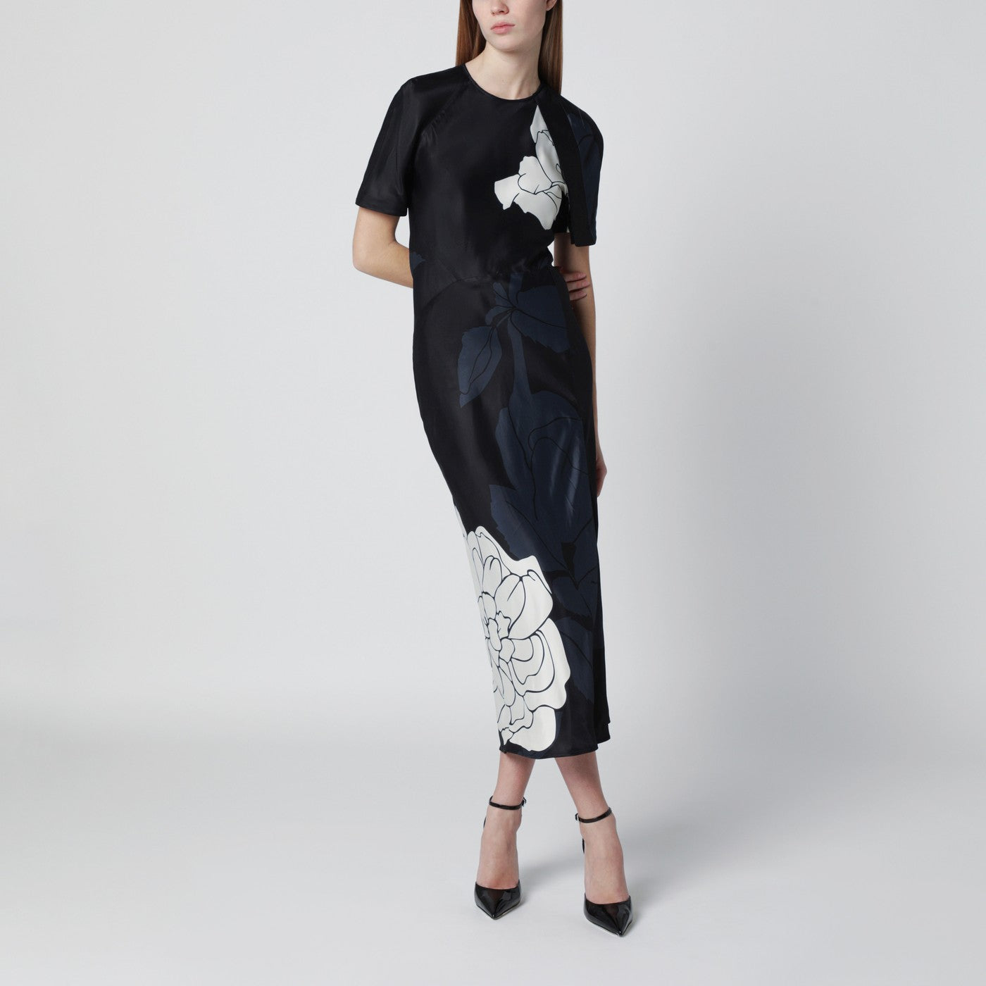 Robe midi Eve en satin floral
