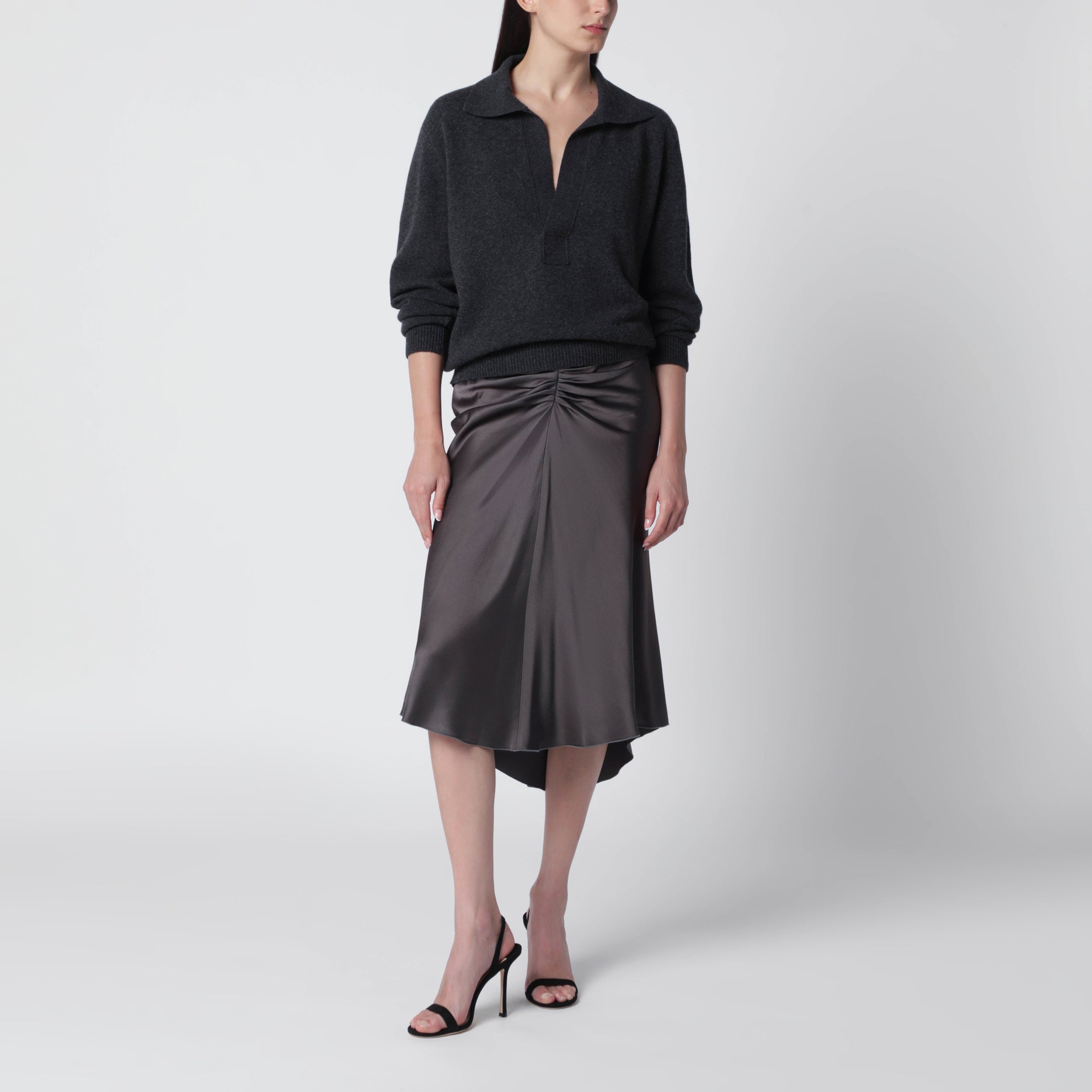 Bela midi skirt in crêpe satin gold