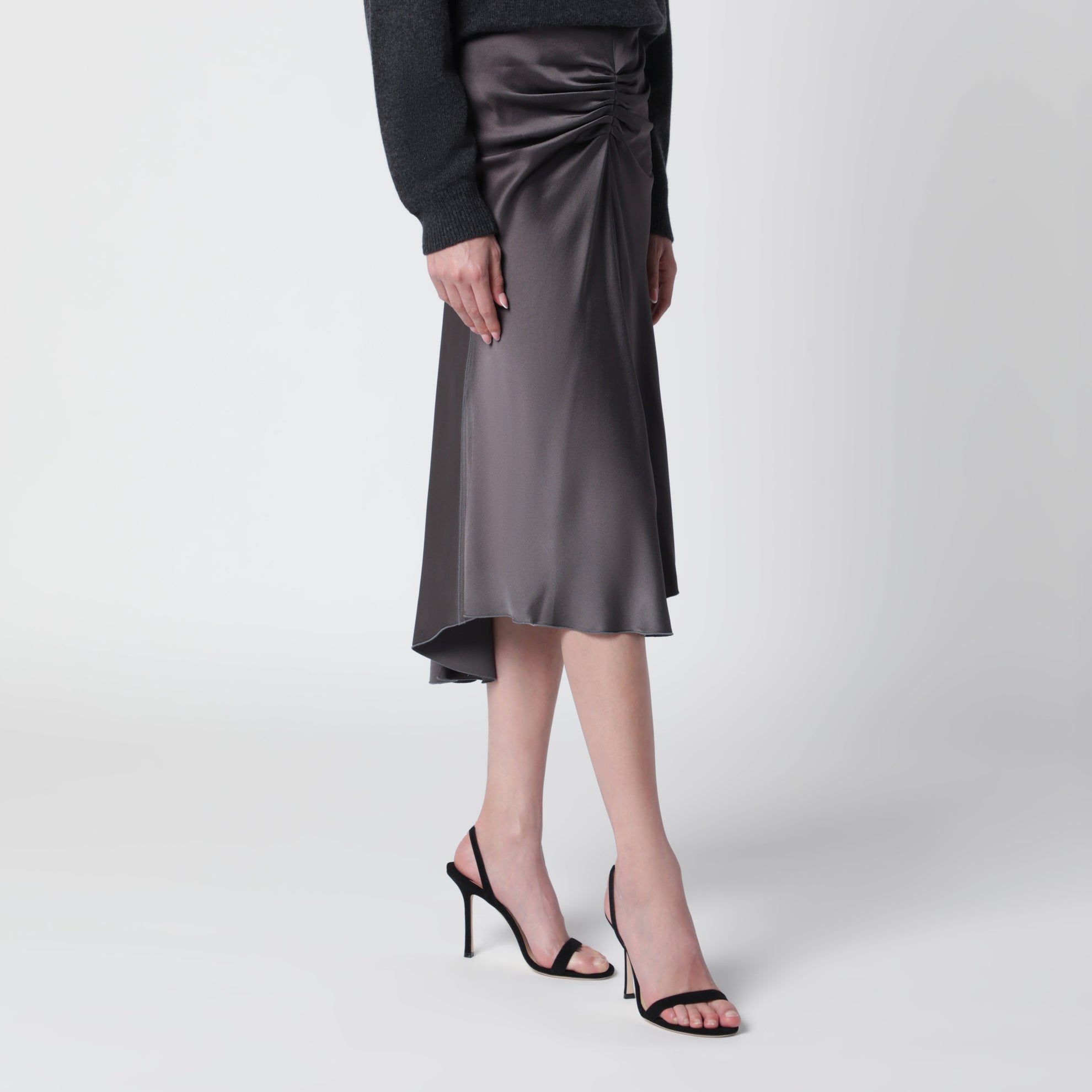 Bela midi skirt in crêpe satin gold
