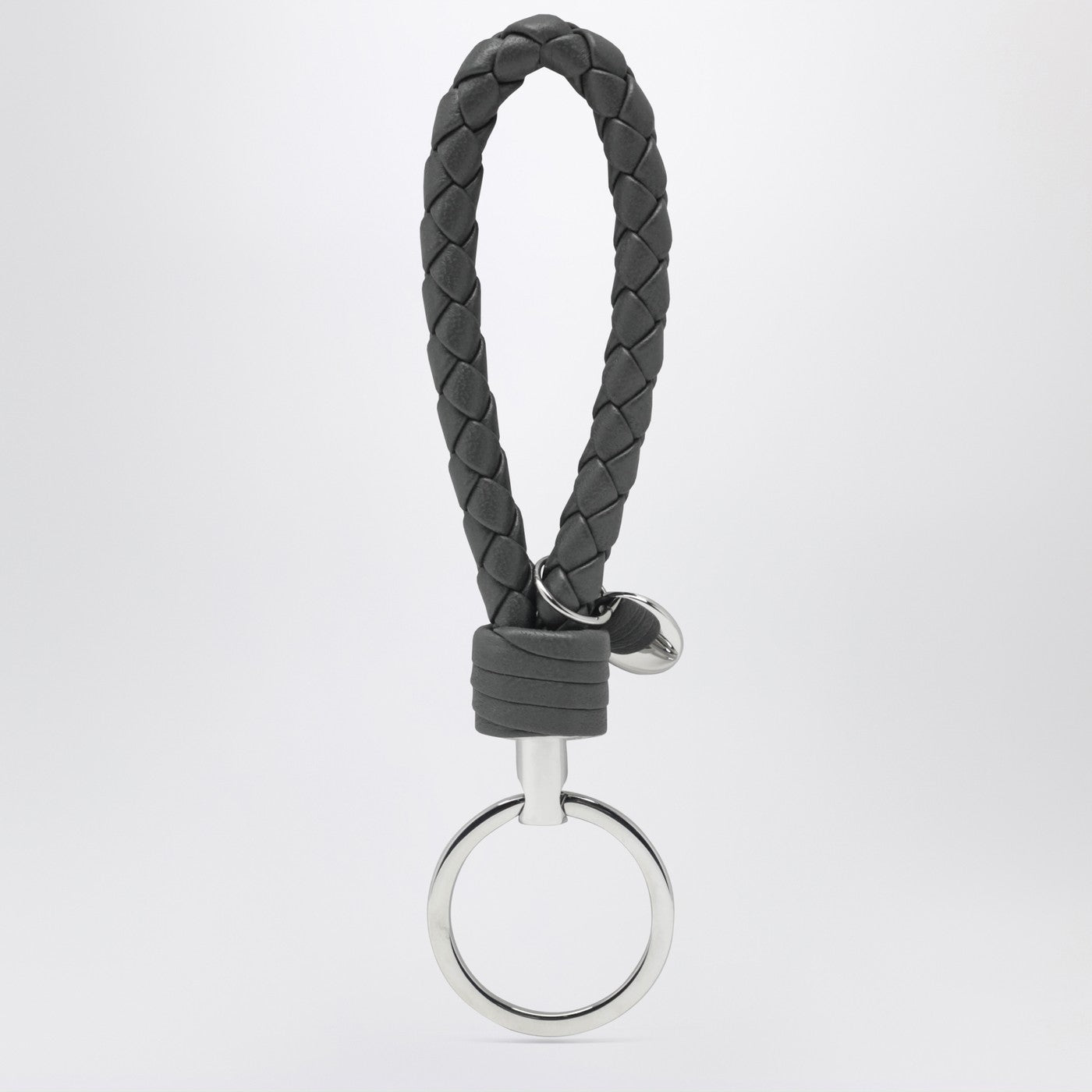 Bottega Veneta llic Key Ring シルバー Bottega Veneta Grey Intrecciato leather key ring | TheDoubleF