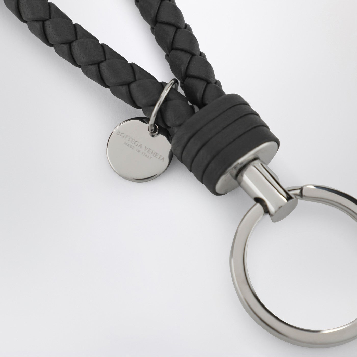 Bottega Veneta Grey Intrecciato leather key ring | TheDoubleF
