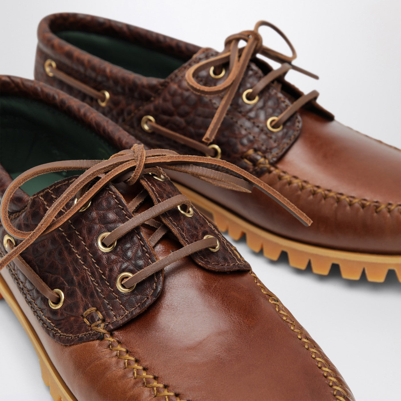 VINNY's Brown boat shoe with crocodile insert | TheDoubleF