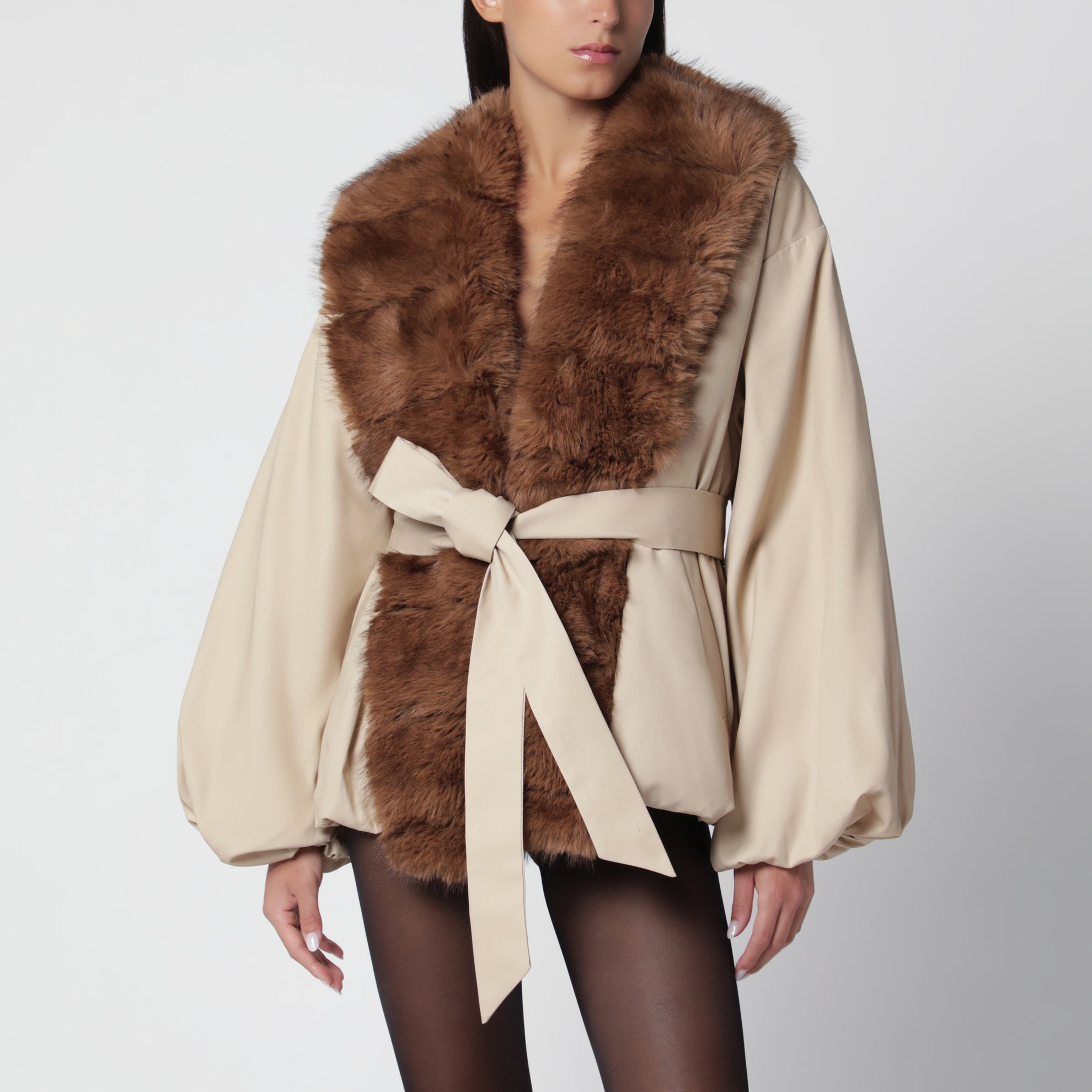 Jacket with faux fur collar