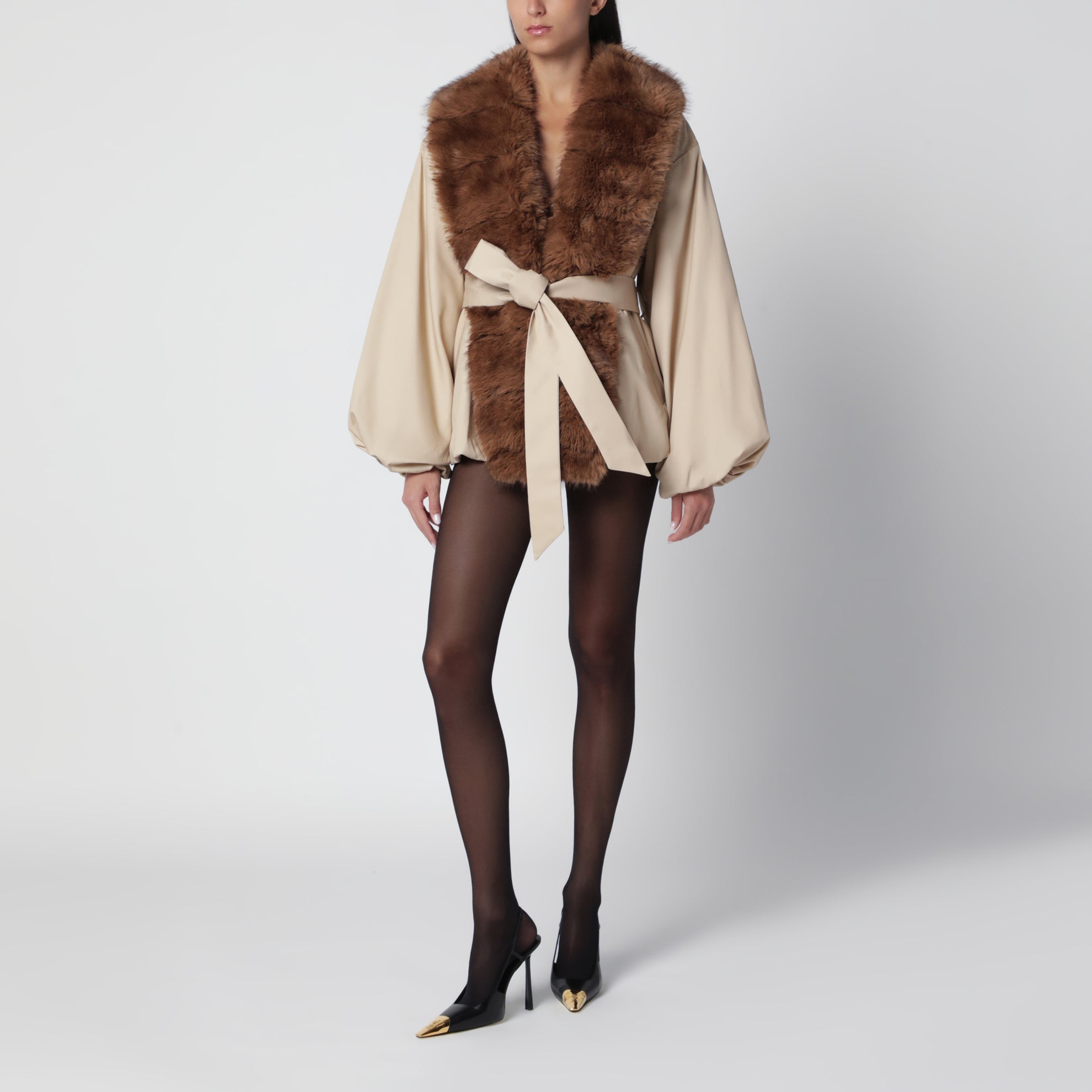 Jacket with faux fur collar