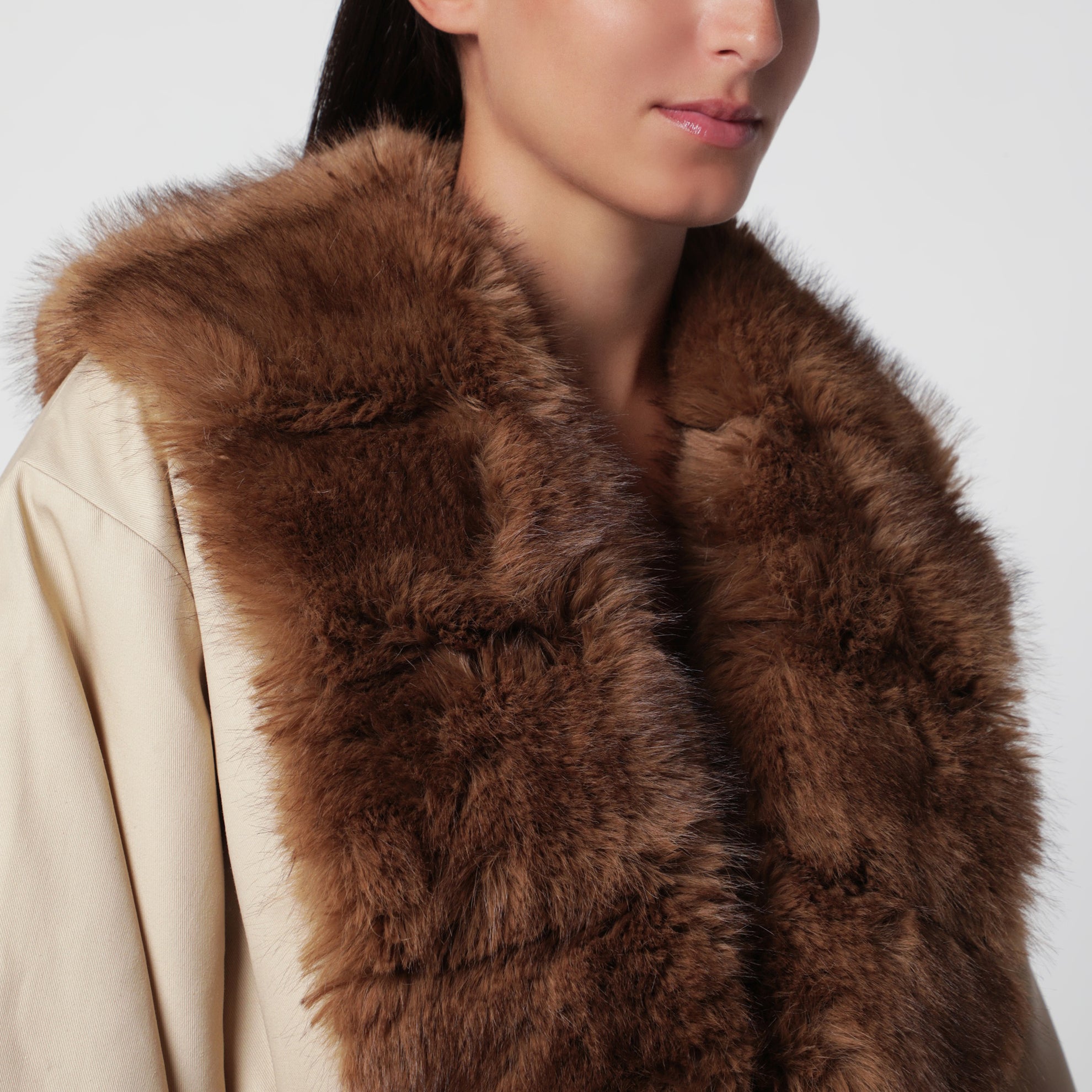 Jacket with faux fur collar