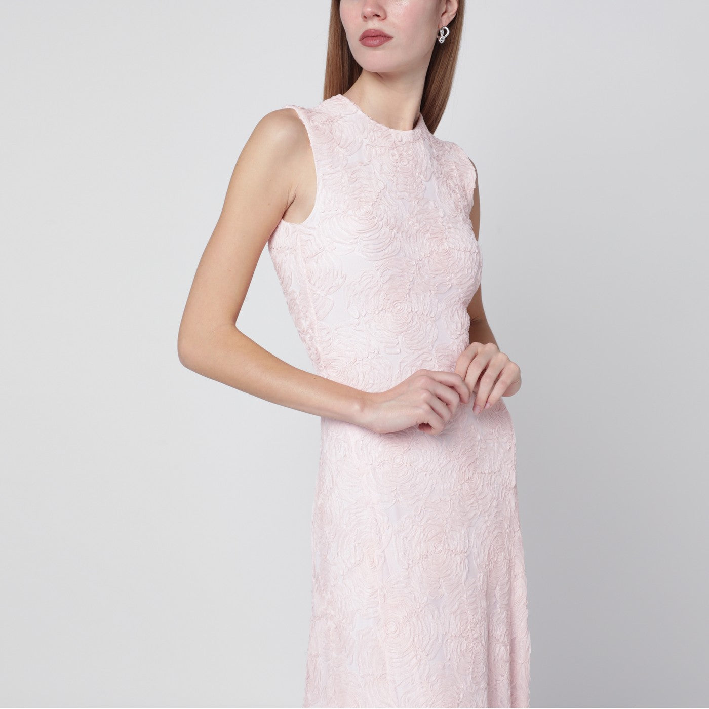 Long pink mesh dress