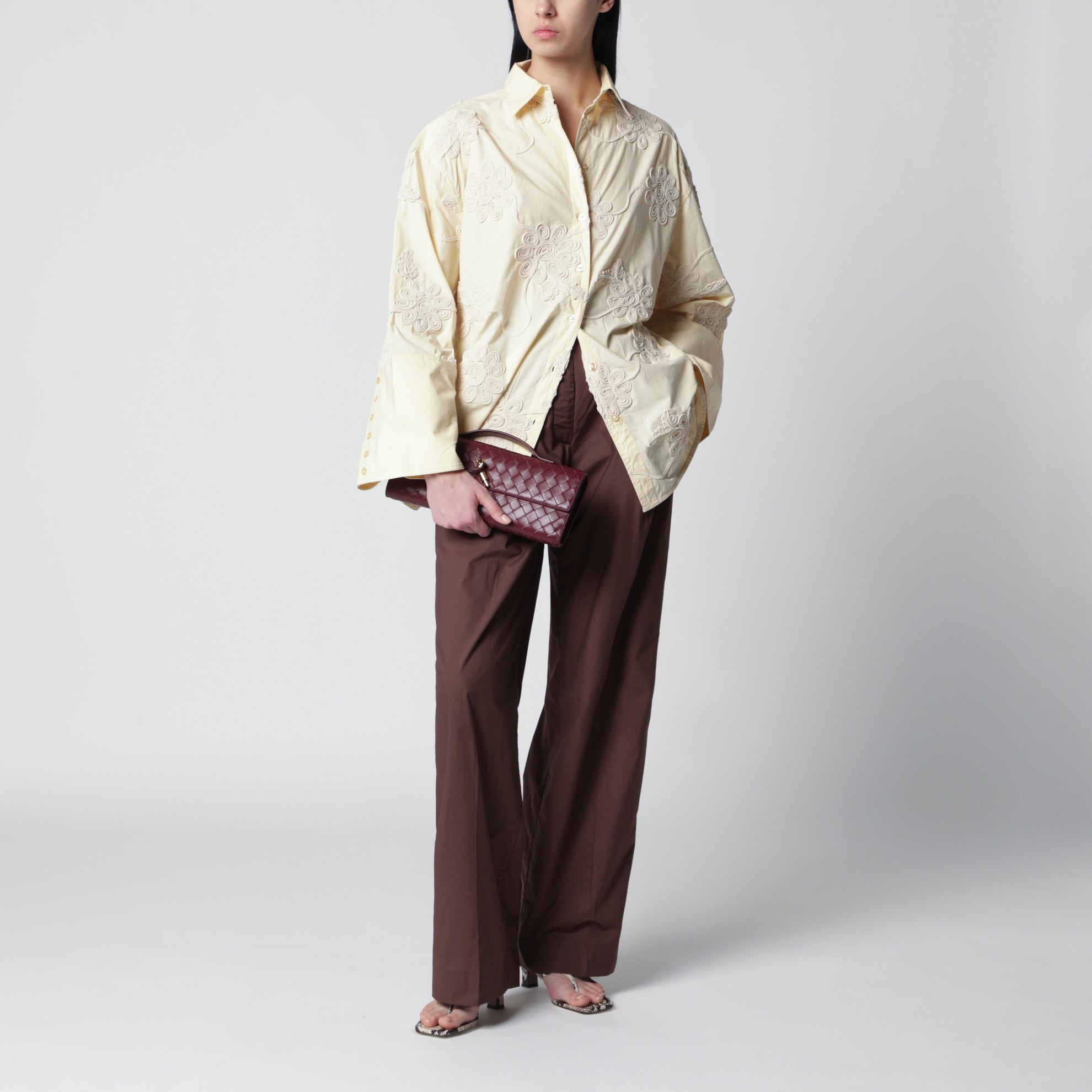 Oversized shirt Flower in organic cotton, Italian Straw
