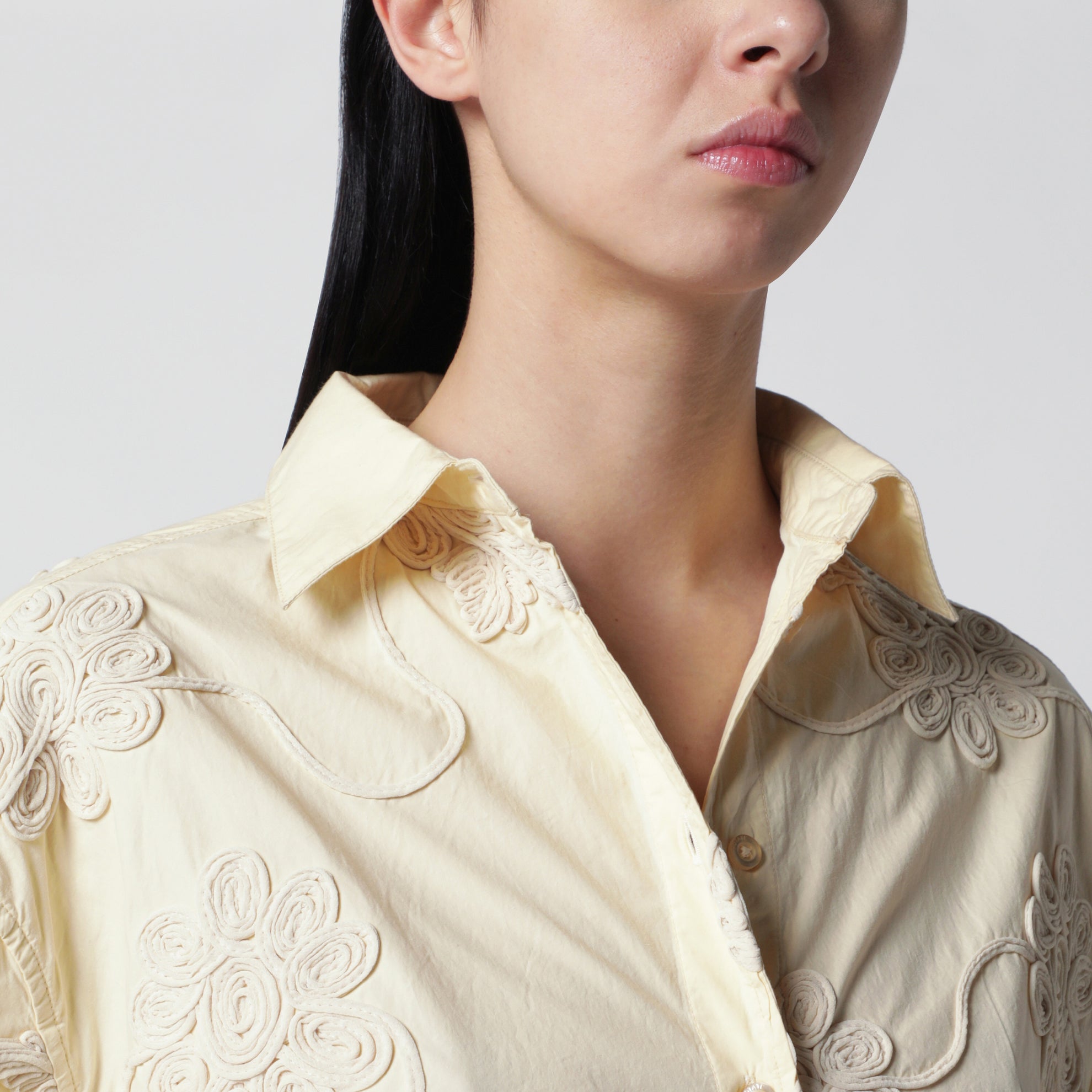 Oversized shirt Flower in organic cotton, Italian Straw