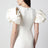 Abito midi a palloncino in jacquard bianco