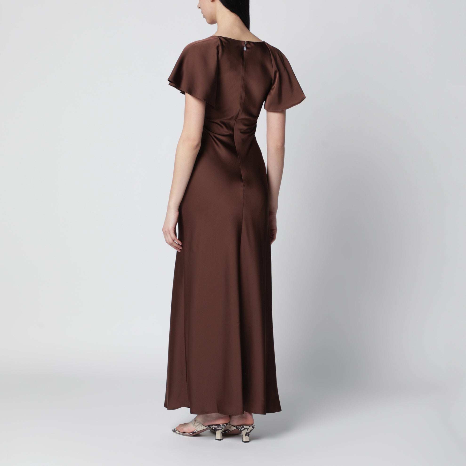 Robe longue en satin à manches fluides Potting Soil
