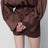 Short chiffon dress with deep V-neck and bow, brown