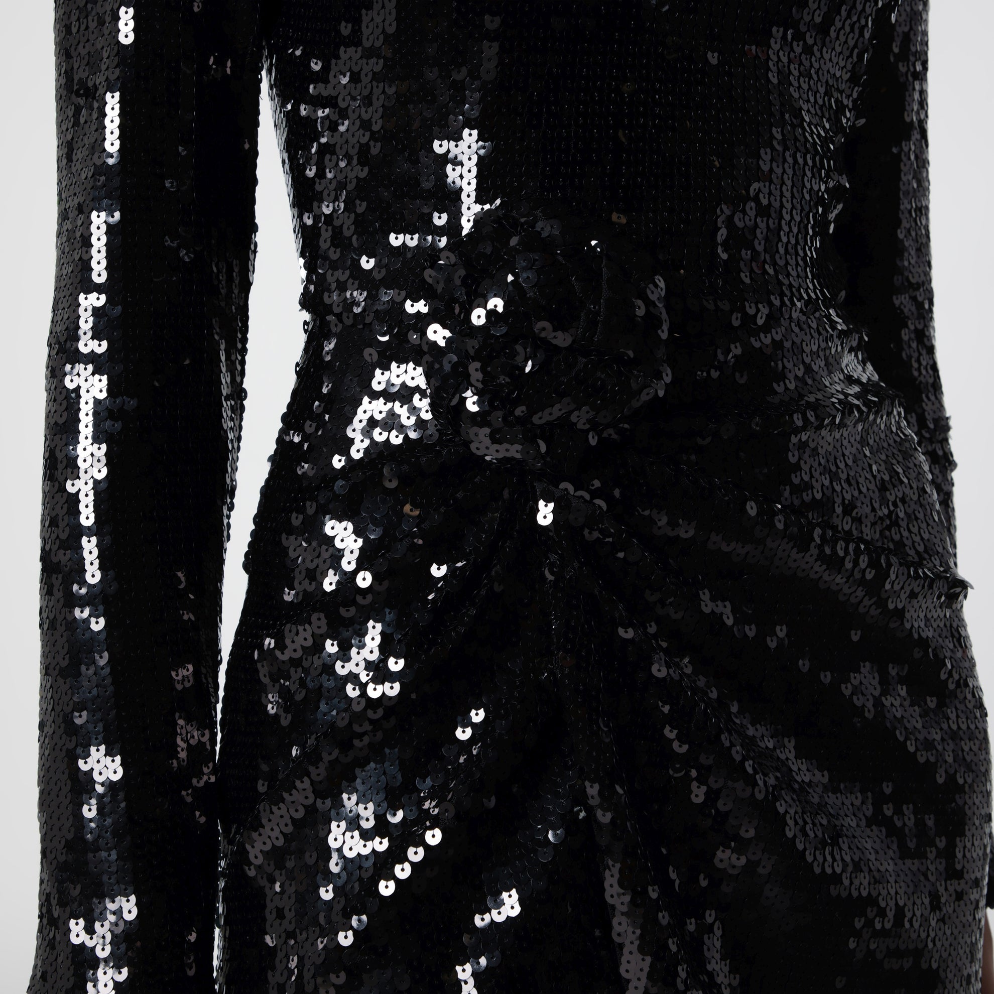 Mini abito con rosetta nero con paillettes