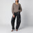 Pantaloni cargo in pelle di agnello neri