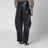 Pantaloni cargo in pelle di agnello neri