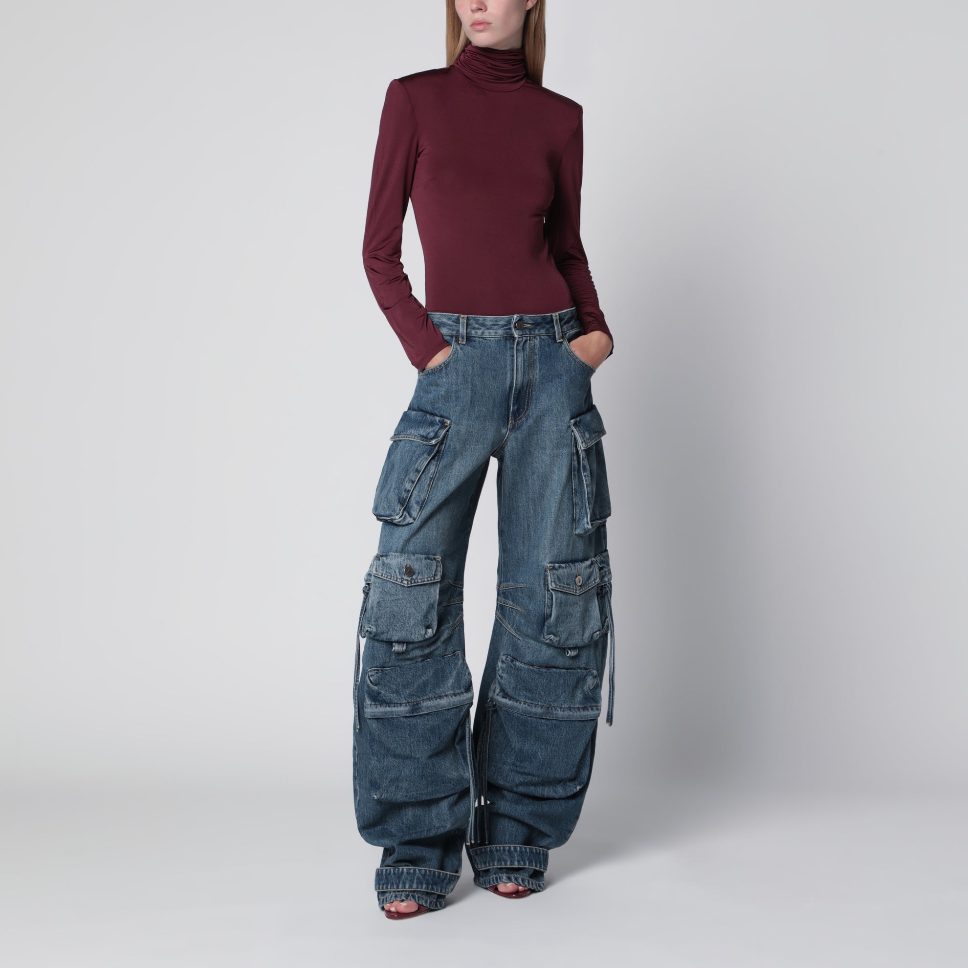 Top con foulard bordeaux
