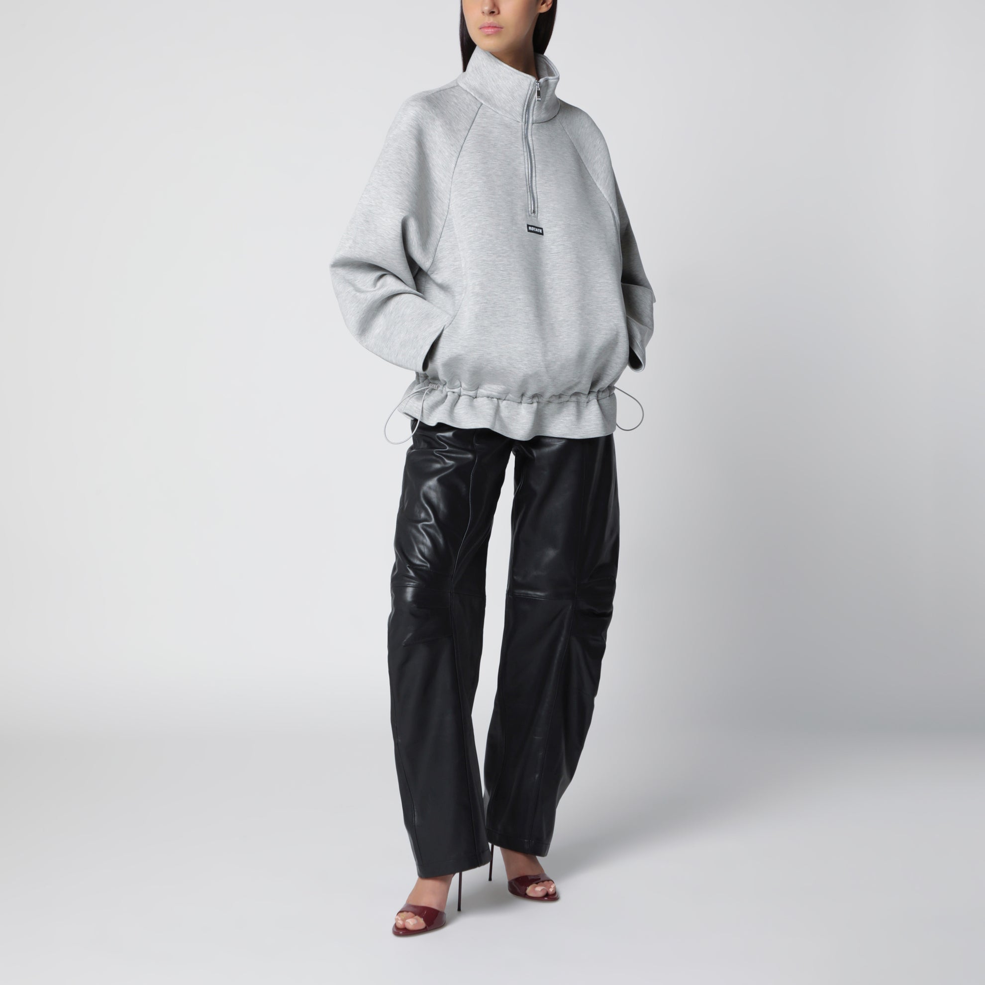 Giacca Scuba Half Zip grigia chiara