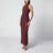 Abito lungo bordeaux con perline