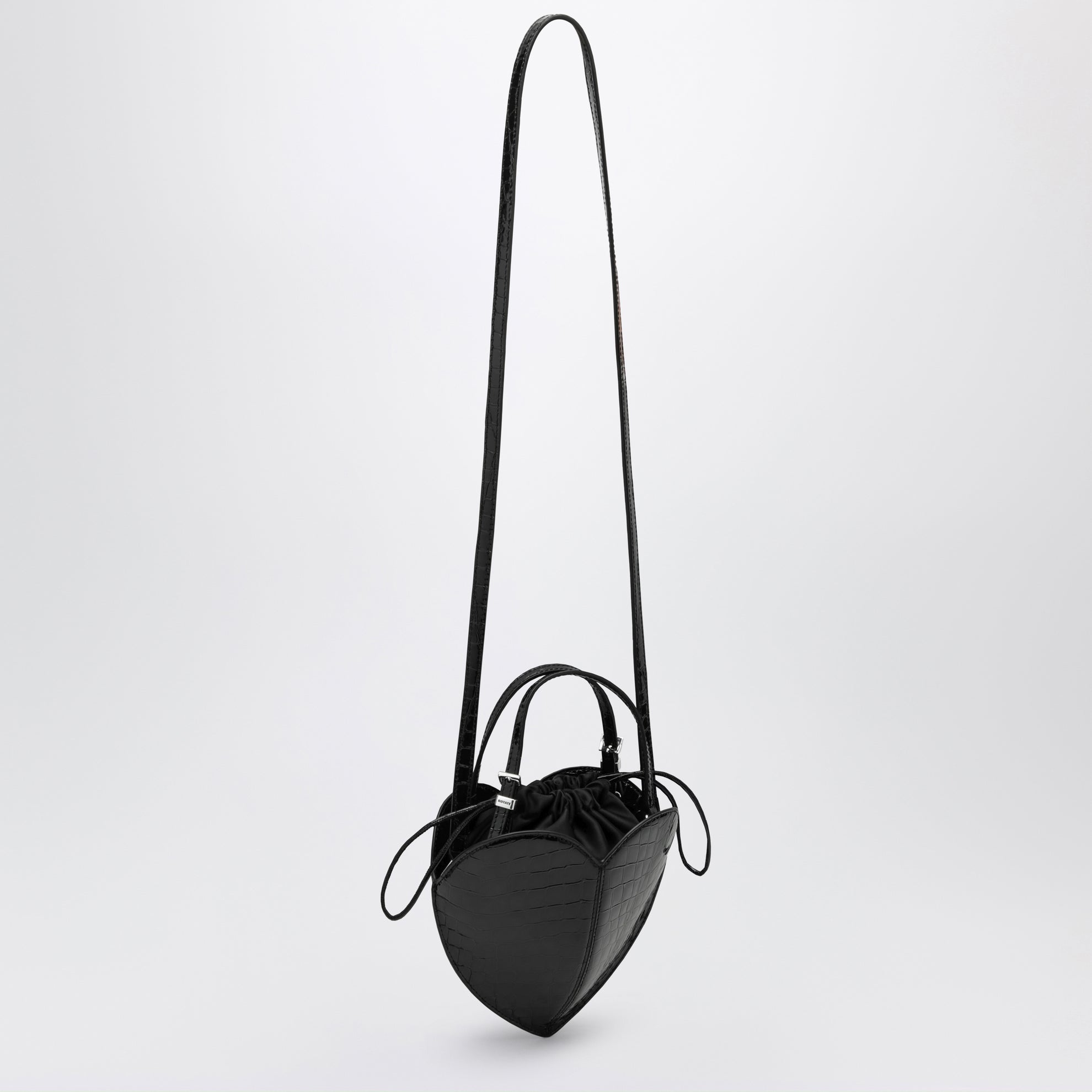 Borsa a cuore Heart Bag Croco in pelle nera