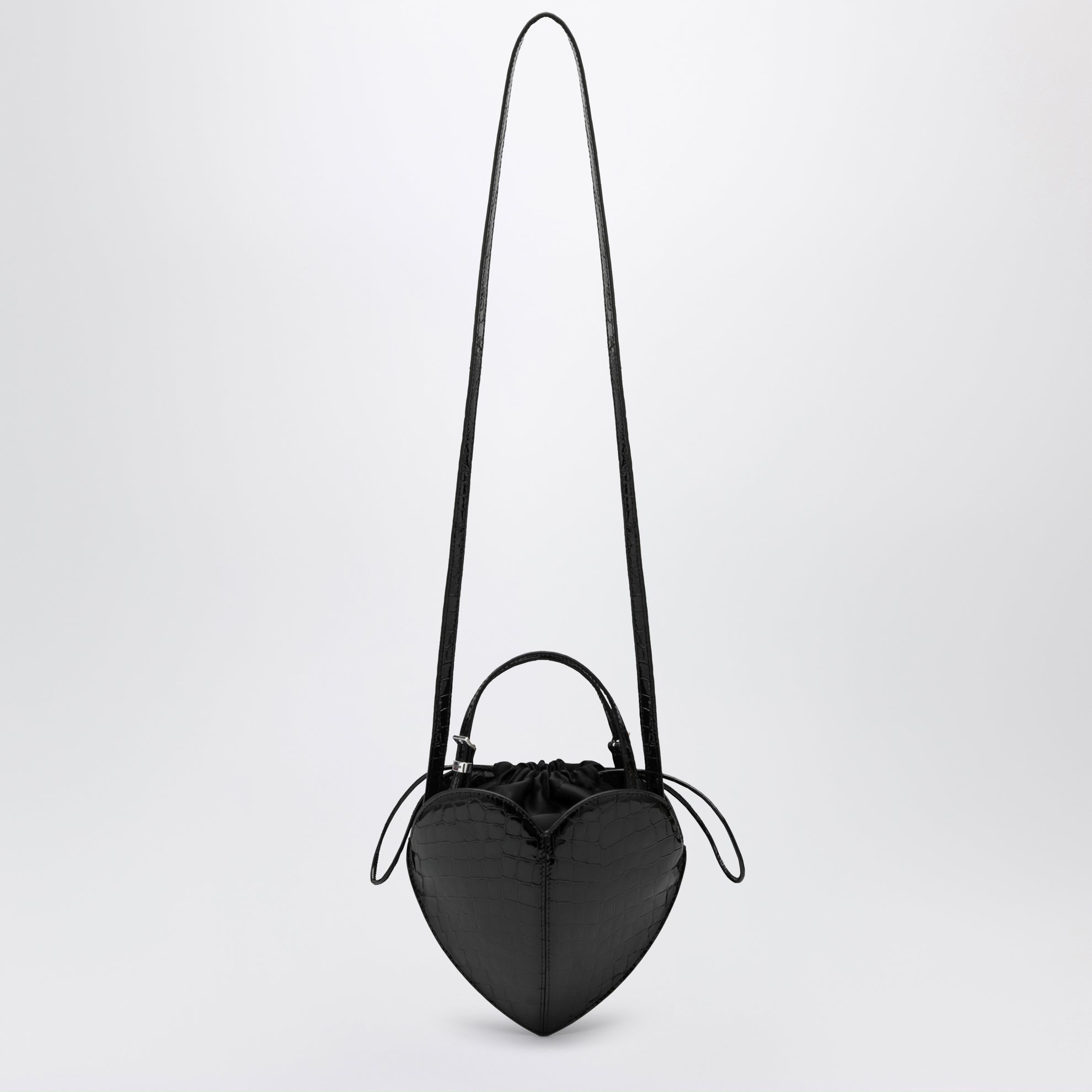 Borsa a cuore Heart Bag Croco in pelle nera