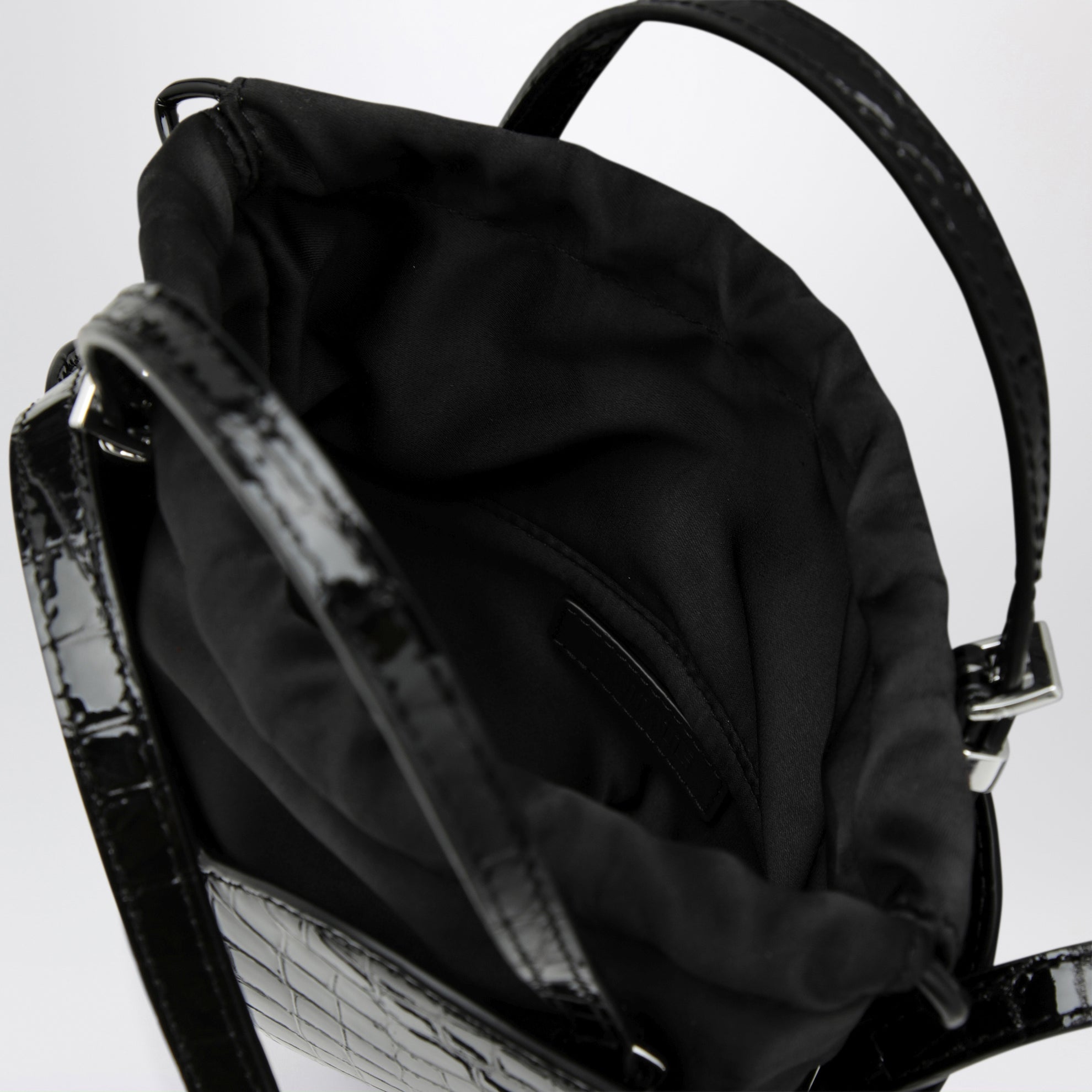 Borsa a cuore Heart Bag Croco in pelle nera