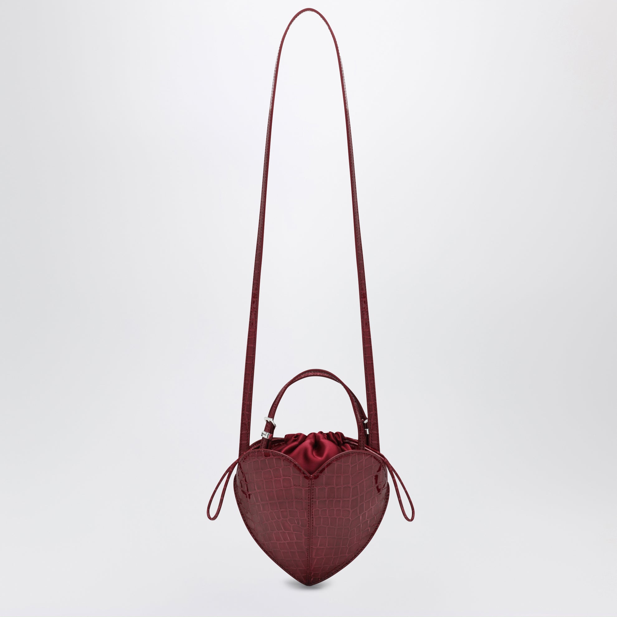 Heart Bag Croco aus bordeauxfarbenem Leder