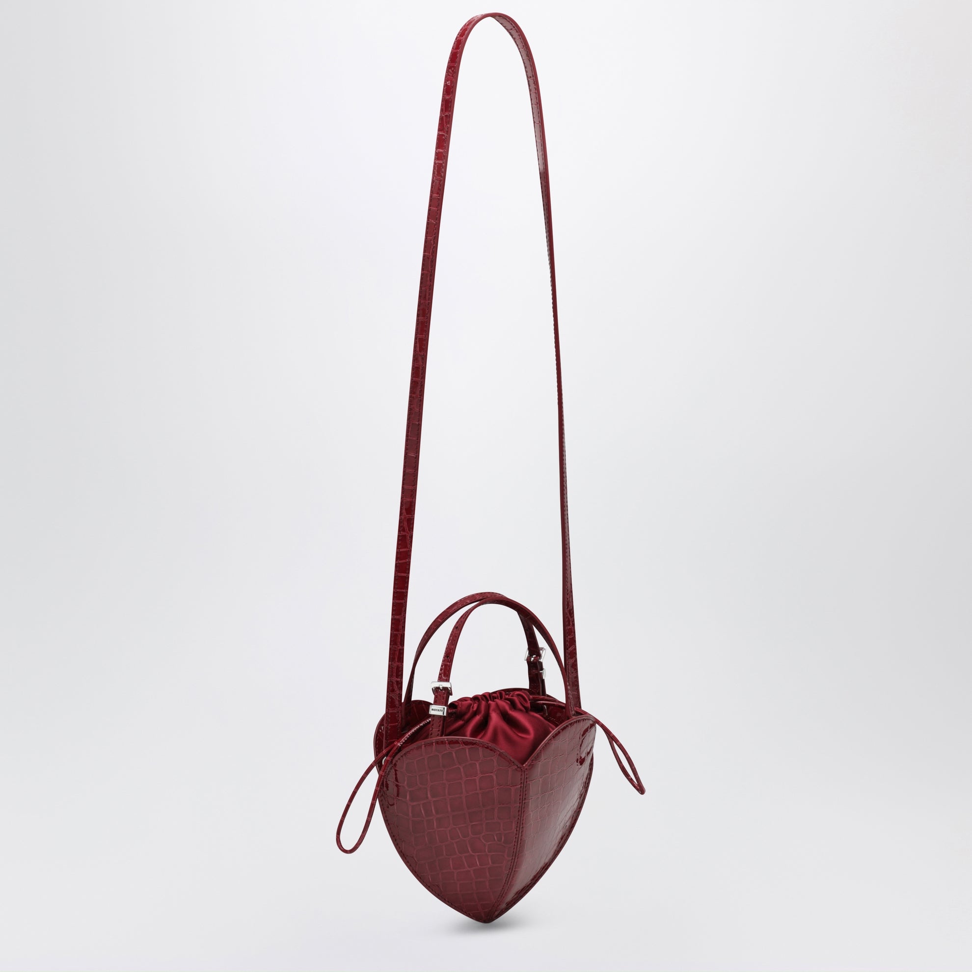 Heart Bag Croco aus bordeauxfarbenem Leder