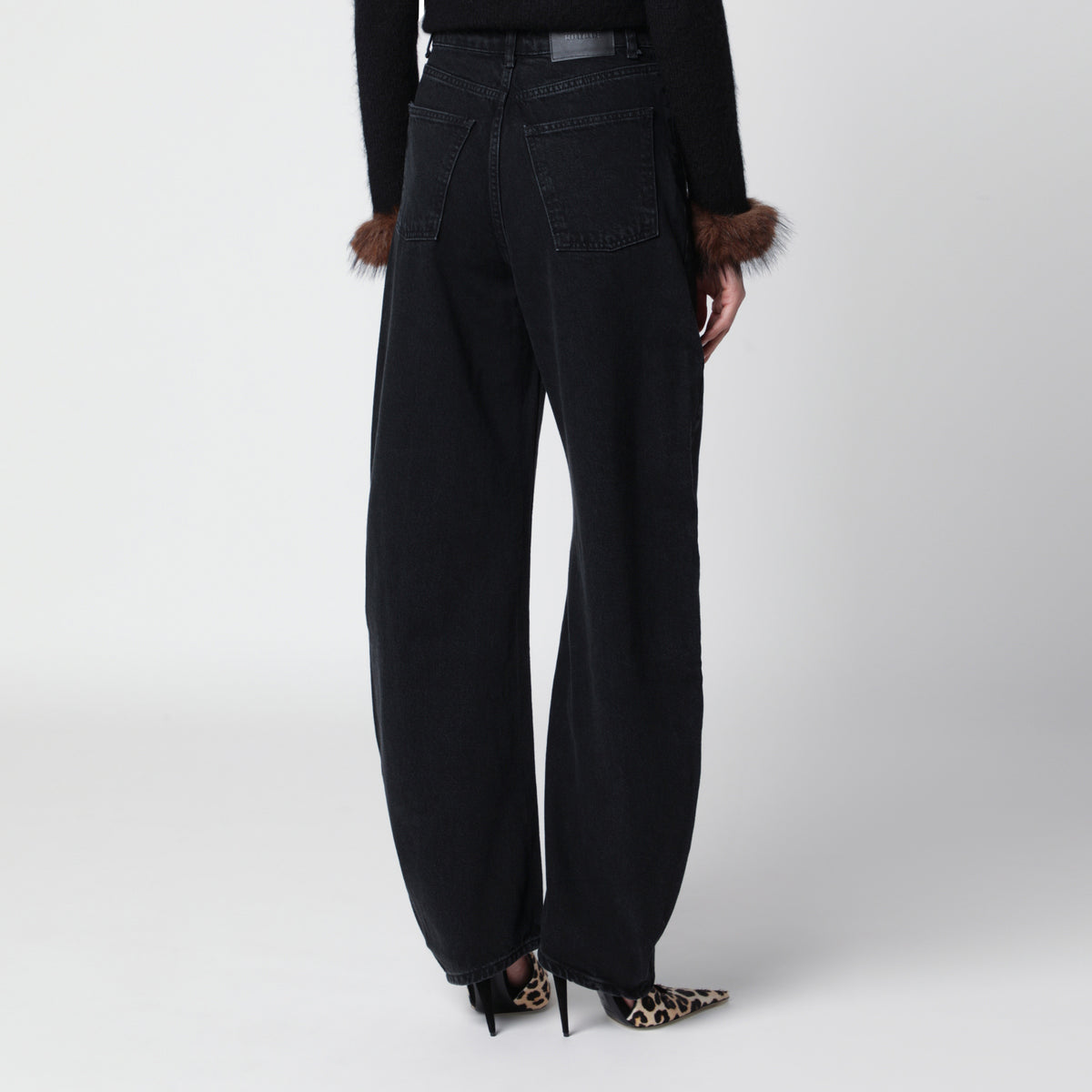 Jeans Draped Barrel Leg neri in denim