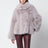 Short flared grey faux fur jacket