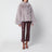 Short flared grey faux fur jacket