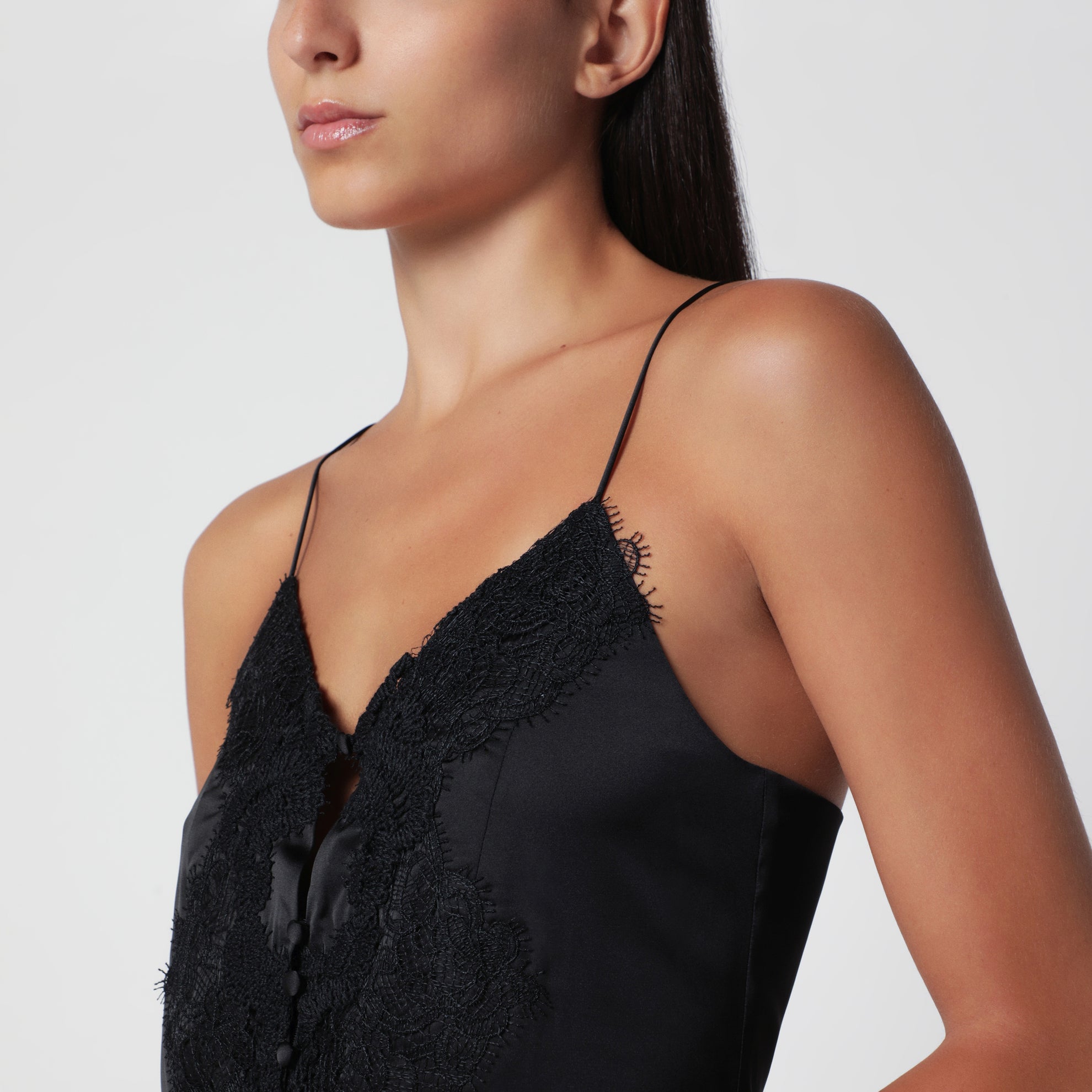 Top caraco noir en dentelle