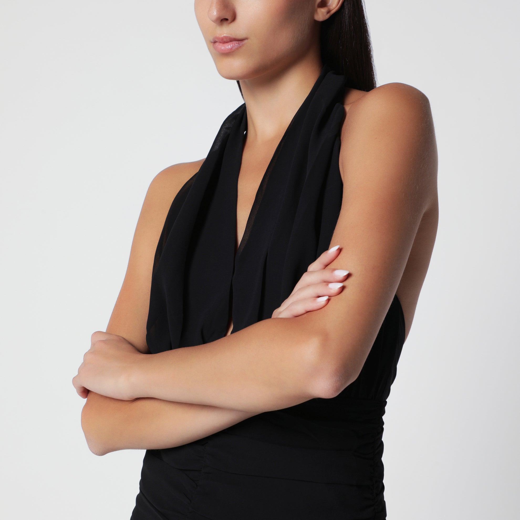 Schwarzes Minikleid aus Stretch-Jersey
