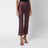 pantalon capri évasé en cuir marron