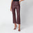 pantalon capri évasé en cuir marron