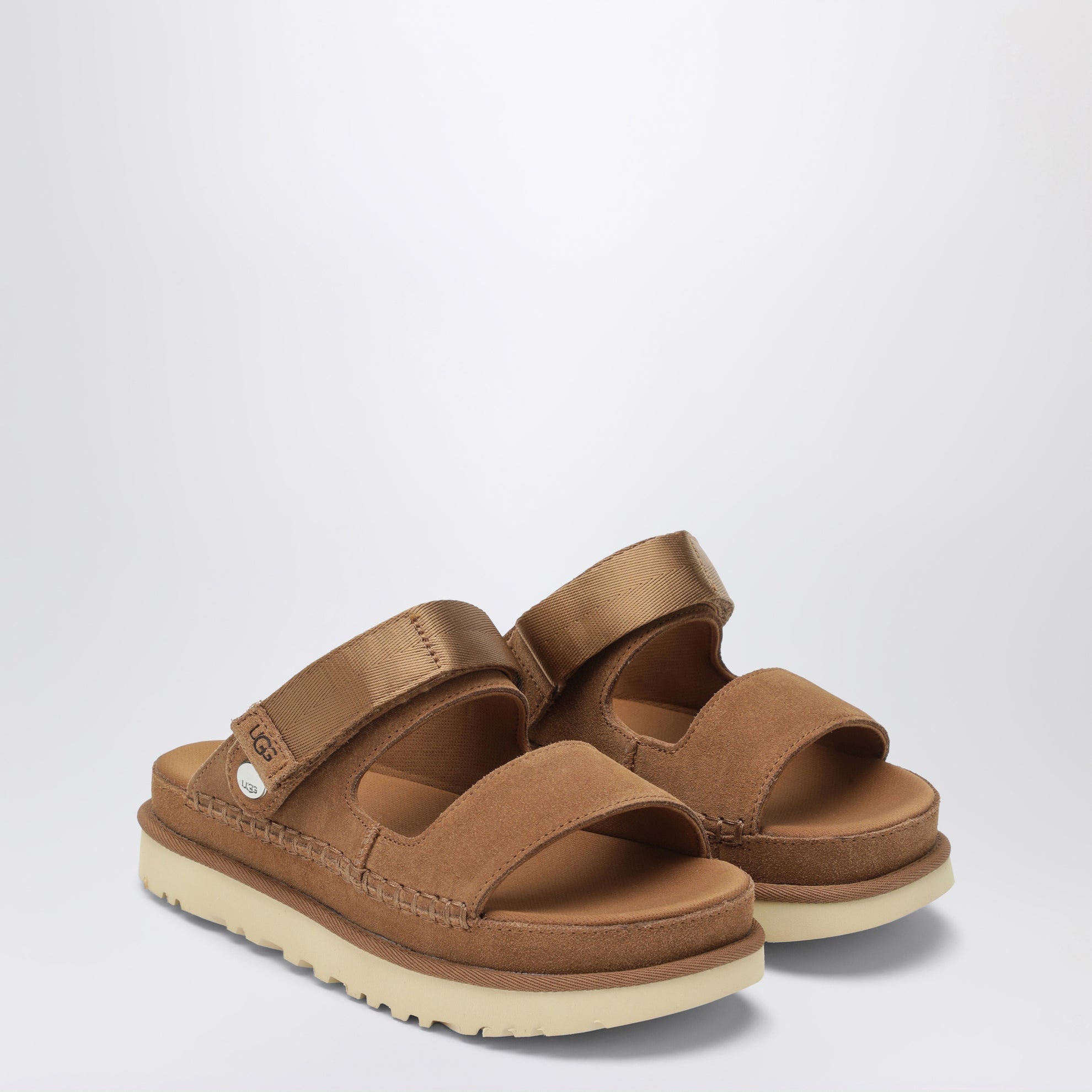 Goldenstar Glide suede sandals in chestnut