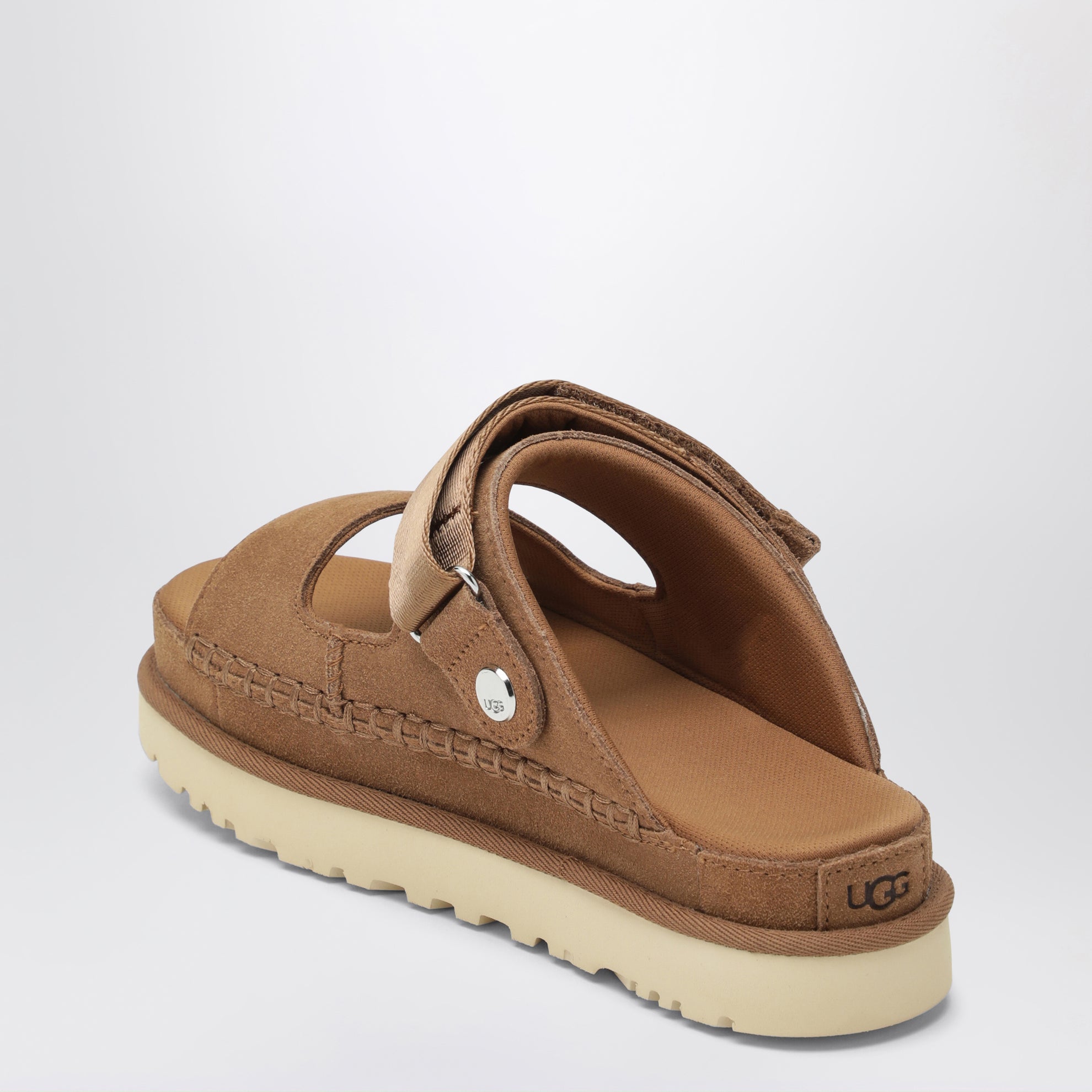 Goldenstar Glide suede sandals in chestnut