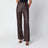 Pantaloni dritti color mole in pelle
