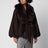Veste marron ceinturée avec col en fausse fourrure