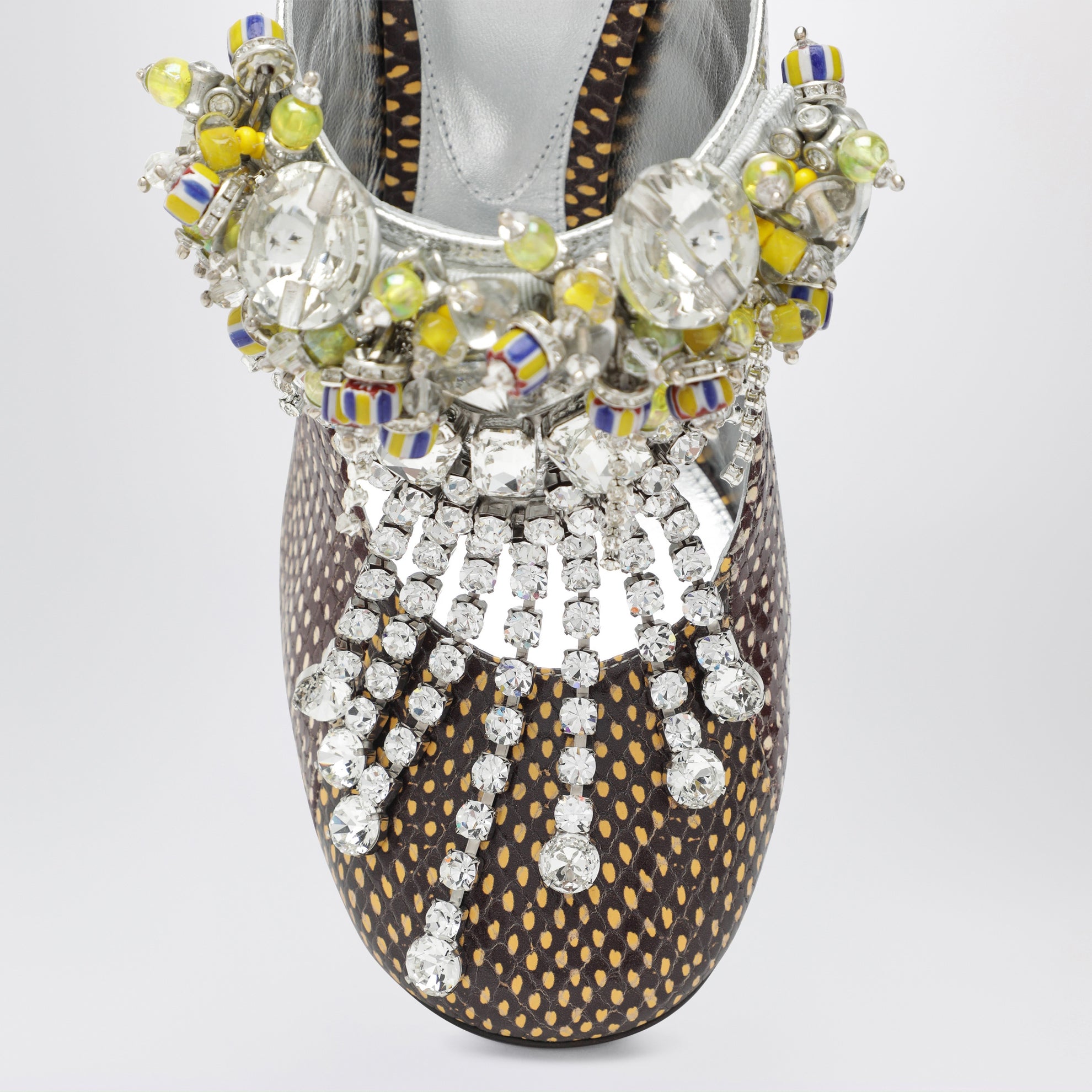 Mules patchwork in pelle con decorazione