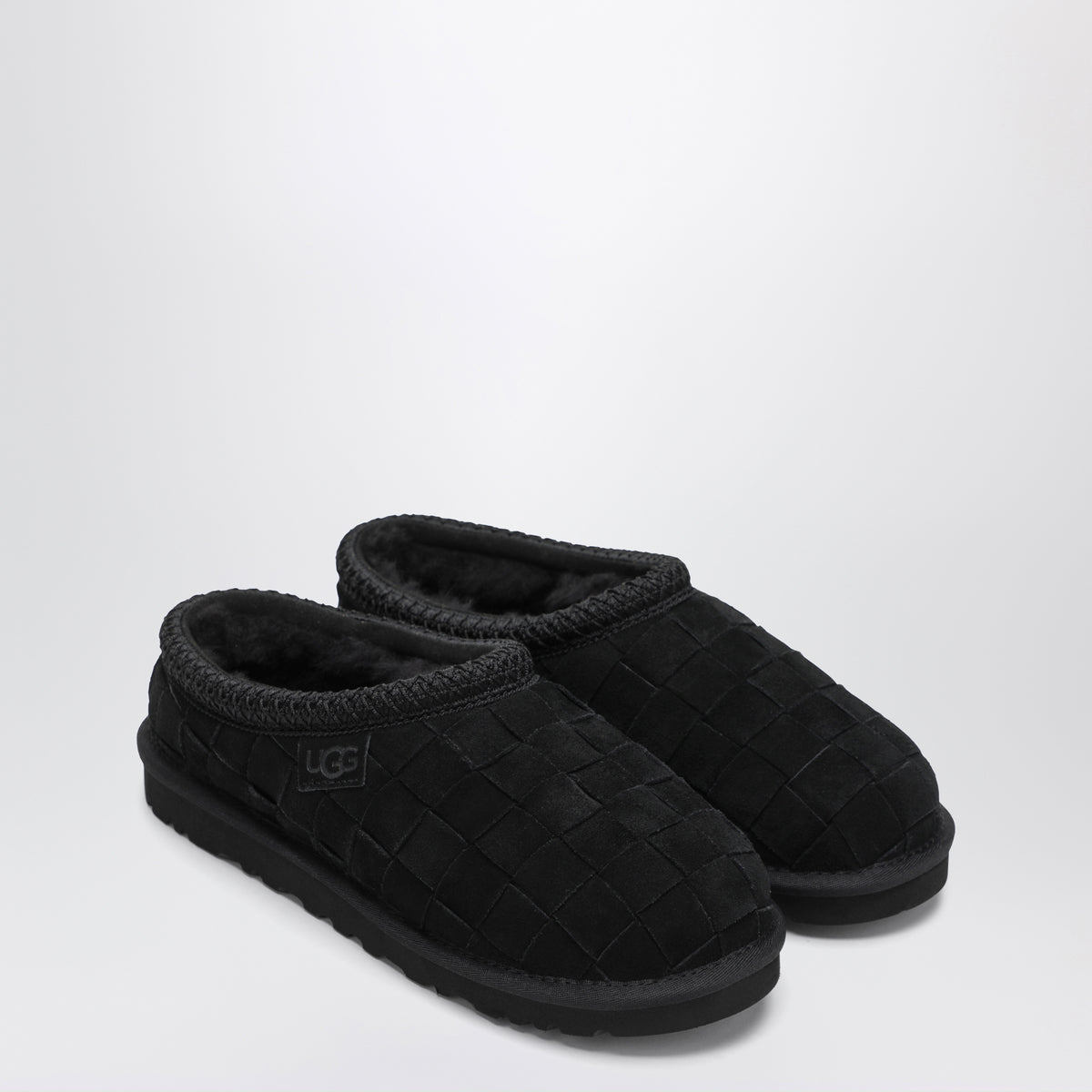 Black Tasman Woven slip-ons in suede