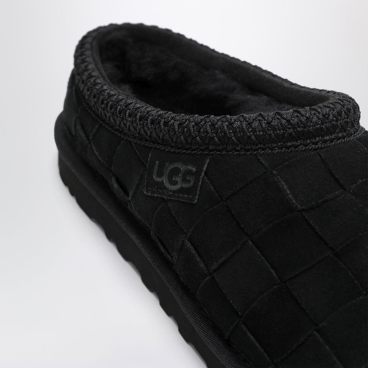 Black Tasman Woven slip-ons in suede