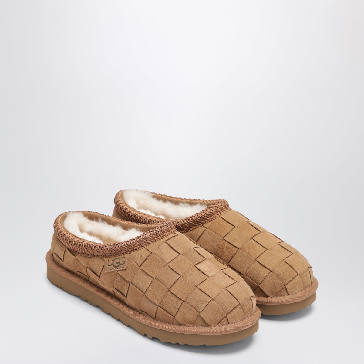 Brown Tasman Woven slip-ons in suede