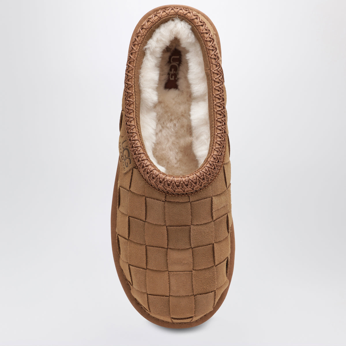 Brown Tasman Woven slip-ons in suede
