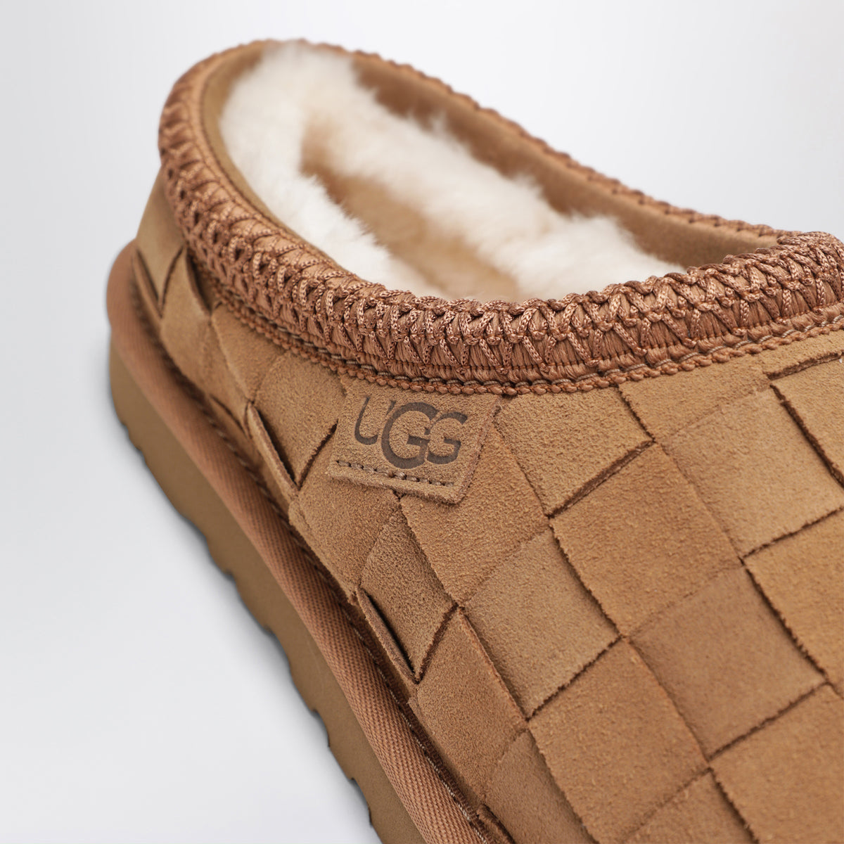 Brown Tasman Woven slip-ons in suede