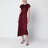 Aria Burgundy Midi Dress in Satin Crepe