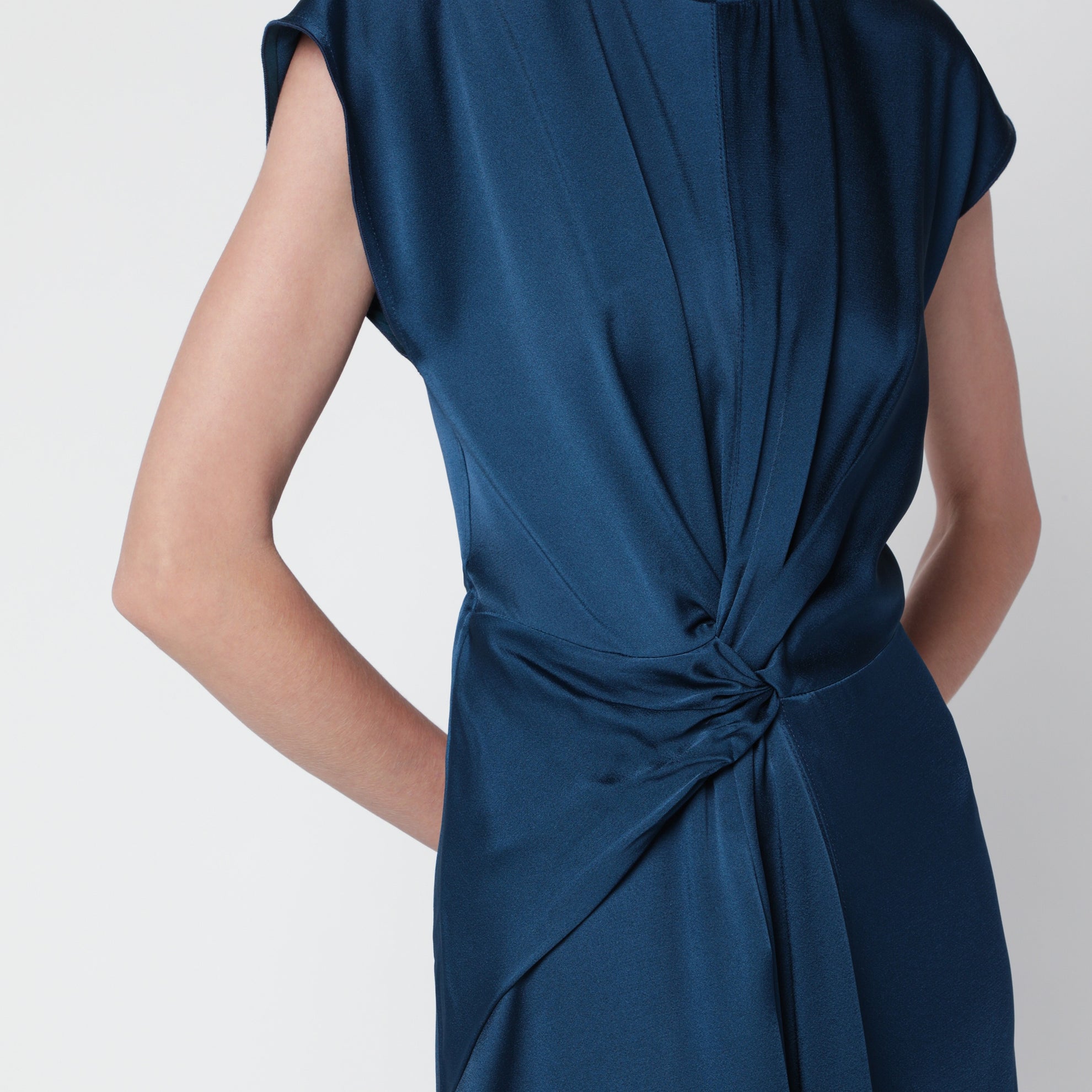 Midikleid Aria dunkelblau aus Satin-Crêpe
