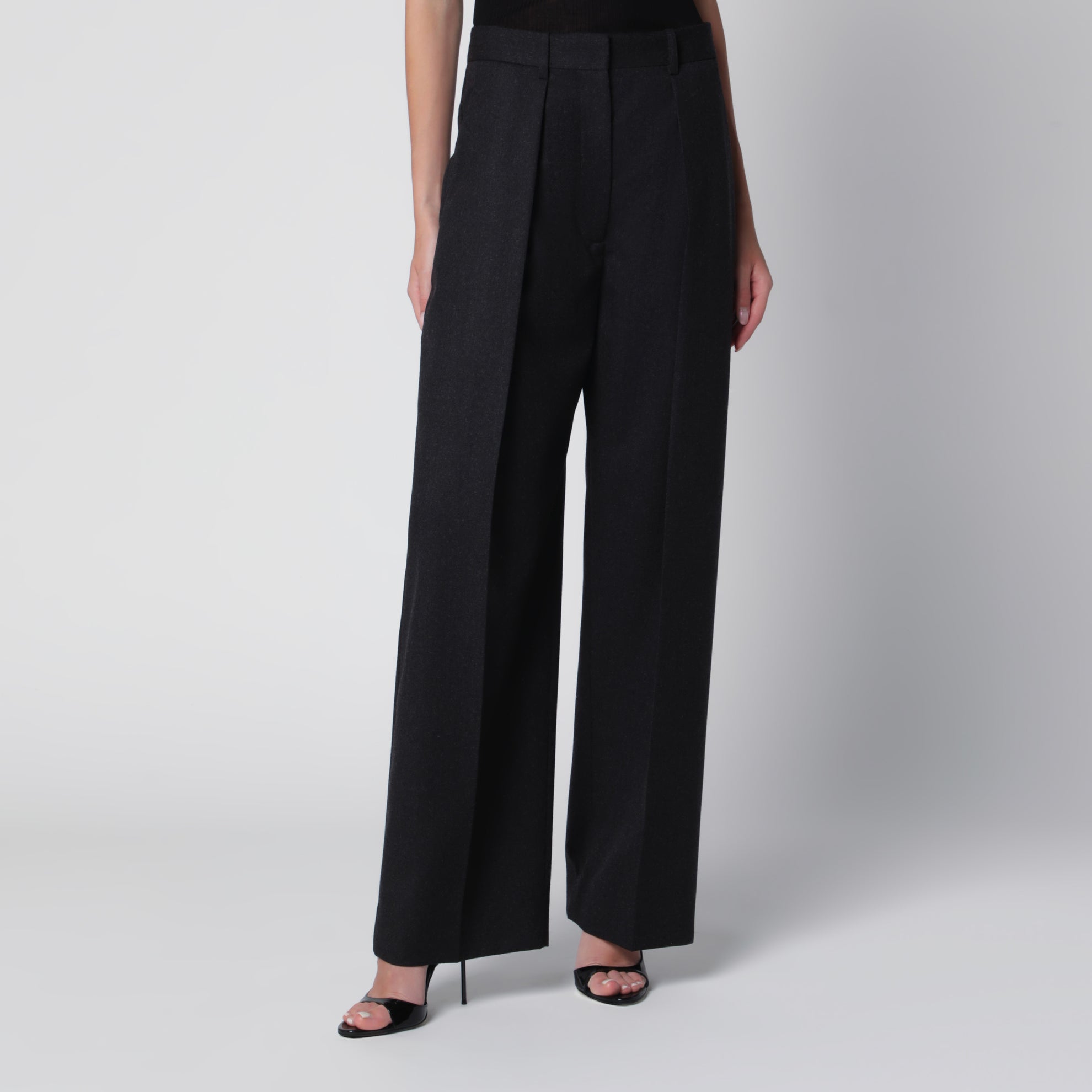 Pantalone Cecilia in lana grigio mélange scuro